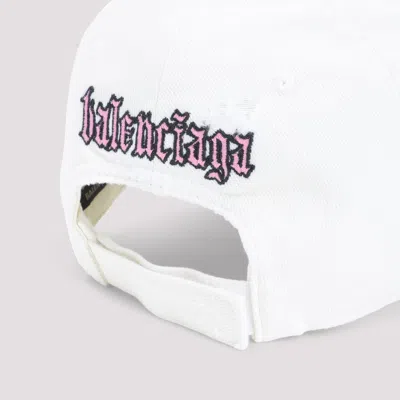 Balenciaga Distressed Logo-embrodiered Baseball Cap In White
