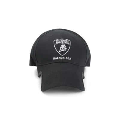 Balenciaga X Automobili Lamborghini Logo Embroidered Adjustable Baseball Cap In Black