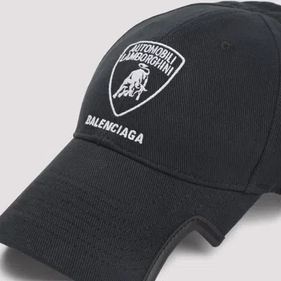 Balenciaga X Automobili Lamborghini Logo Embroidered Adjustable Baseball Cap In Black