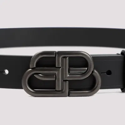 Balenciaga Logo Monogram Leather Belt In Black