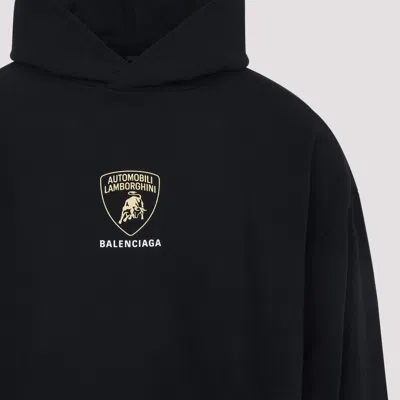 Balenciaga Black Hoodie With Fixed Hood And Logo Print On The Front In Cotton Man In Black