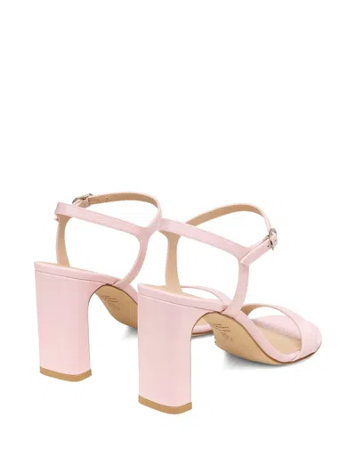 Stuart Weitzman Babette Patent Leather Ankle-strap Sandals In Pink