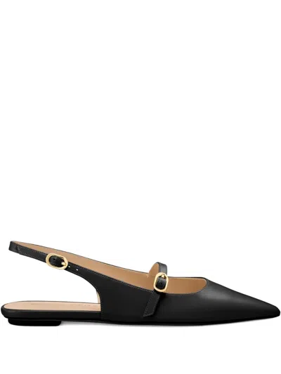 Stuart Weitzman Emilia Patent Mary Jane Slingback Ballerina Flats In Black