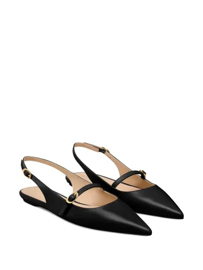 Stuart Weitzman Emilia Patent Mary Jane Slingback Ballerina Flats In Black