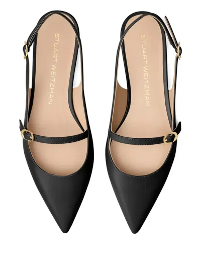 Stuart Weitzman Emilia Patent Mary Jane Slingback Ballerina Flats In Black