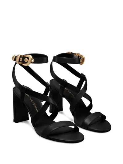 Stuart Weitzman Buckle-embellished Crossover Sandals In Black