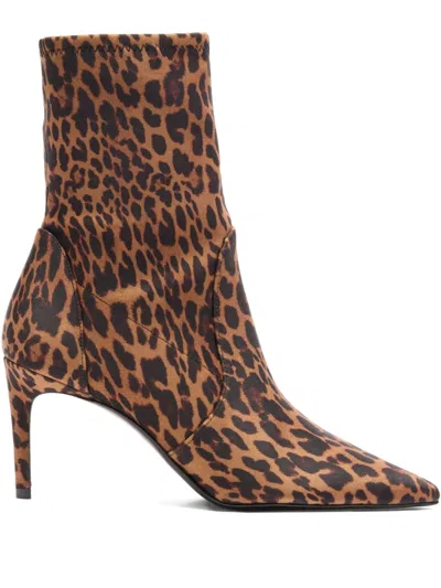 Stuart Weitzman 100mm Stuart Power Leopard-print Boots In Brown