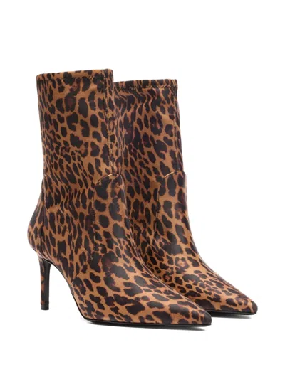 Stuart Weitzman 100mm Stuart Power Leopard-print Boots In Brown
