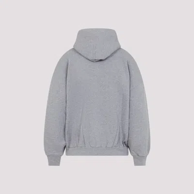 Balenciaga Zip Front Hoodie With Contrast Logo And Ribbed Details In Gray