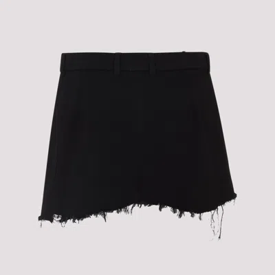 Balenciaga Distressed Asymmetric Mini Skirt In Black