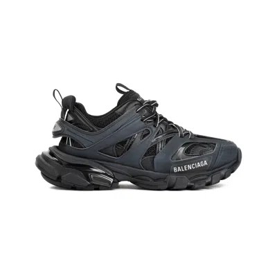 Balenciaga Women Black Mesh And Rubber Track Sneakers In Black