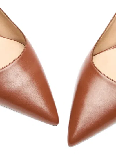 Stuart Weitzman Sculpted Buckle Kitten Heel Slingback Pumps In Brown