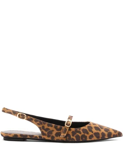 Stuart Weitzman Emilia Slingback Pointed-toe Flat Pumps In Brown