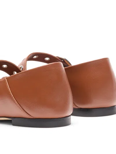 Stuart Weitzman Supermoto Mary Jane Buckle-detail Ballet Flats In Brown