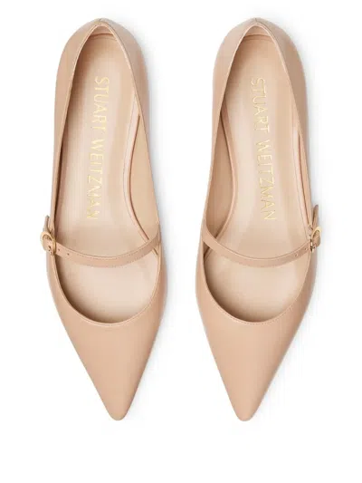Stuart Weitzman Emilia Pointed-toe Ballet Flats In Neutral