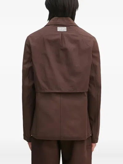 Kenzo Reversible Buttoned Jacket In Brown