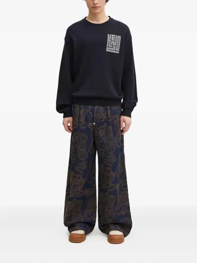 Kenzo Kamon Intarsia-logo Sweater In Black