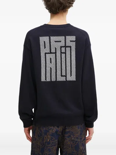 Kenzo Kamon Intarsia-logo Sweater In Black