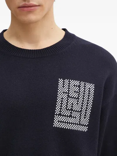 Kenzo Kamon Intarsia-logo Sweater In Black