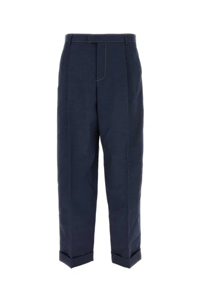 Bottega Veneta Tailored Long Trousers With Side Pockets And Zip Fastening In Blue