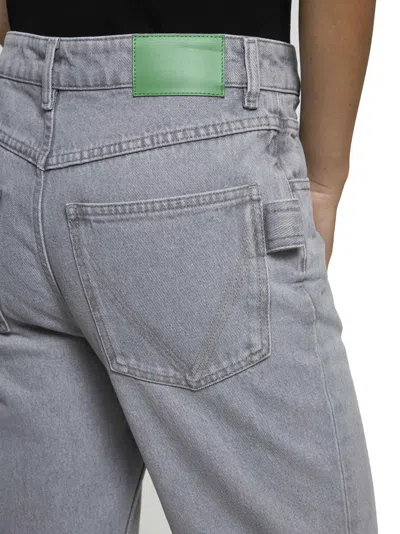 Bottega Veneta Denim Flared Leg Trousers In Gray