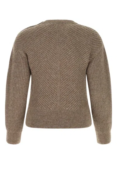 Bottega Veneta Chevron Knit Sweater In Alpaca In Brown