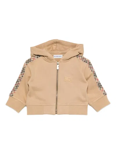 格纹拼接连帽衫