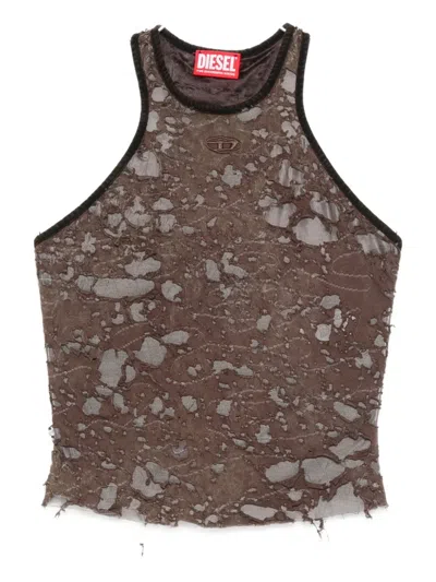 Diesel Tank Top In Destroyed Jersey In Multi