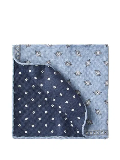 Brunello Cucinelli Patterned Pocket Square In Blue