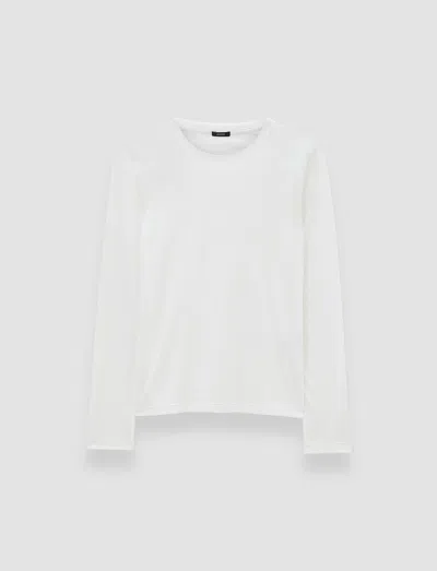 Joseph Cotton Silk Jersey Long Sleeve T-shirt In White