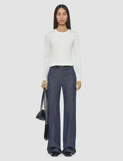 Joseph Cotton Silk Jersey Long Sleeve T-shirt In White