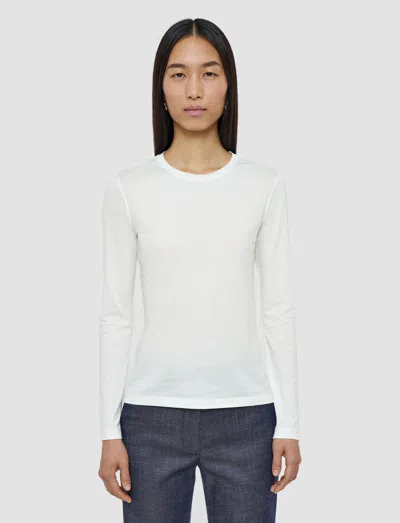 Joseph Cotton Silk Jersey Long Sleeve T-shirt In White