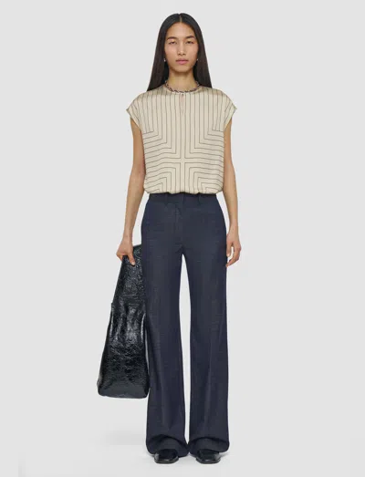 Joseph Womens Cobalt Morissey Flared-leg Mid-rise Wool-blend Denim Trousers In Blue