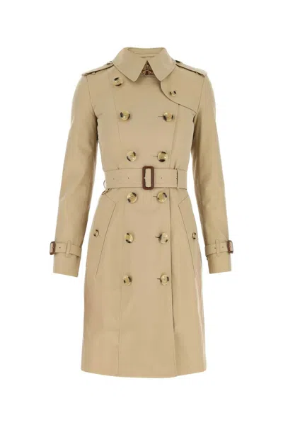 Burberry Women Cappuccino Cotton Trench Coat In Brown