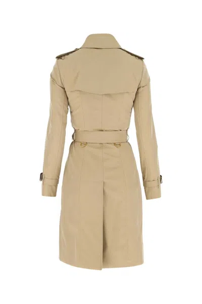 Burberry Women Cappuccino Cotton Trench Coat In Brown