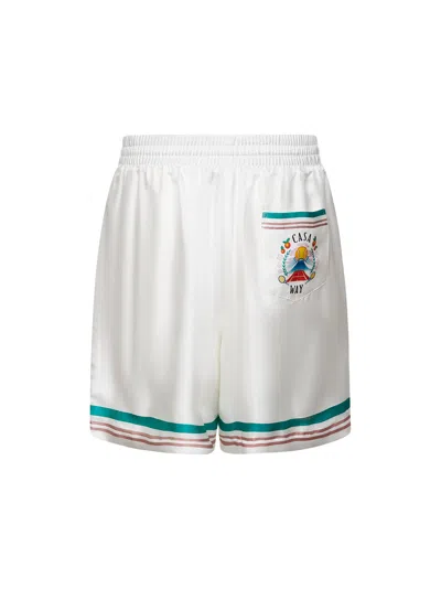 Casablanca Casa Way Drawstring-waist Track Shorts In White
