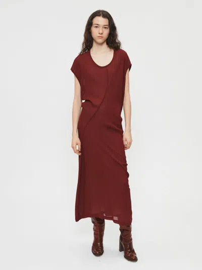 6397 S-curve Dress In Bordeaux Chiffon In Red