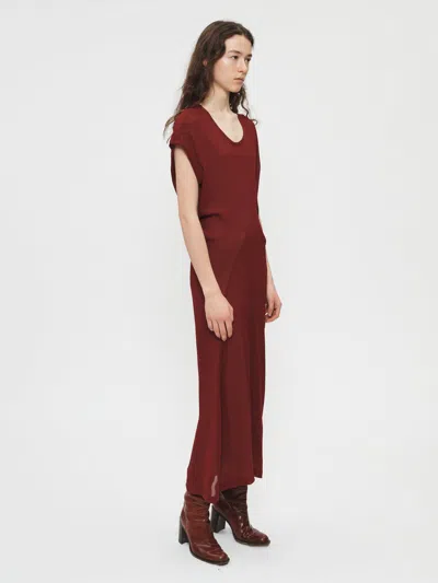 6397 S-curve Dress In Bordeaux Chiffon In Red