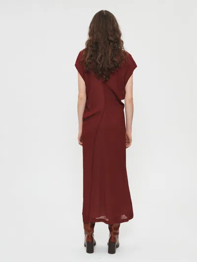 6397 S-curve Dress In Bordeaux Chiffon In Red