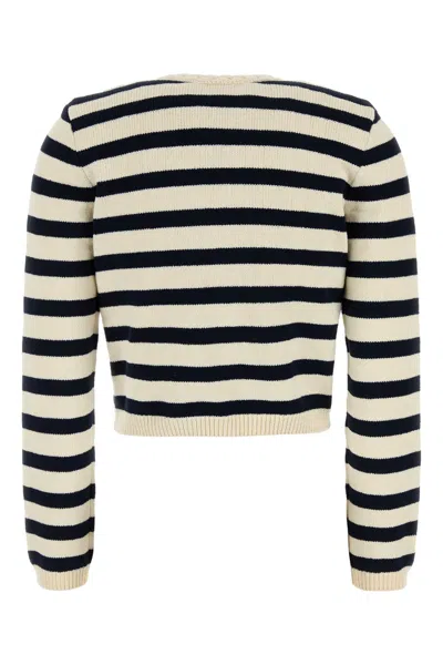 Frame Womens Harbor Stripe-print Knitted Cotton-blend Cardigan Navy Multi In Black