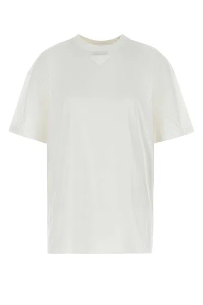 Prada Oversize Crew Neck T-shirt In White