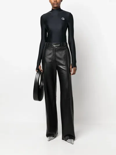 Coperni Black Tight High Neck Long Sleeve T-shirt In Black