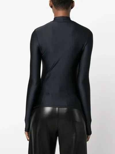 Coperni Black Tight High Neck Long Sleeve T-shirt In Black