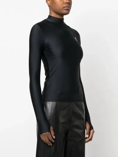 Coperni Black Tight High Neck Long Sleeve T-shirt In Black