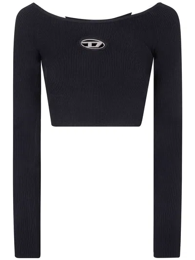 Diesel Red Top Cropped M-vera-ls In Black