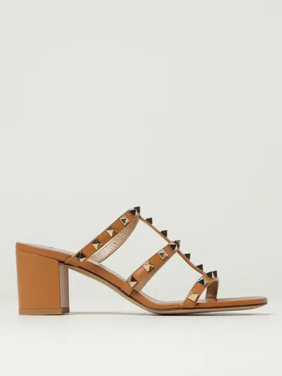 Valentino Women's Leather Rockstud Sandals In Brown