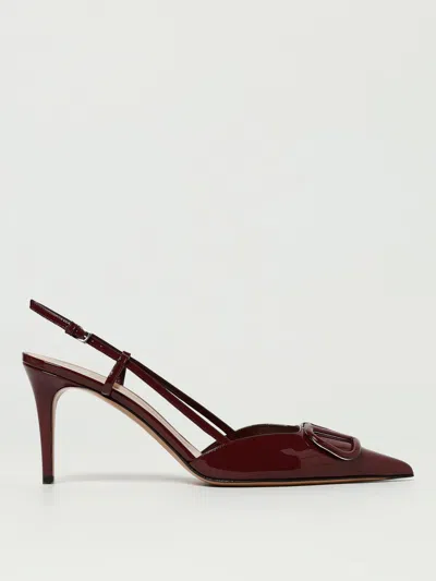 Valentino Scarpe Con Tacco Vlogo Signature In Pelle Marrone  Donna In Burgundy