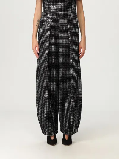 Giorgio Armani Single-pleat Jersey Trousers With A Flocked Print And Sequins In Black