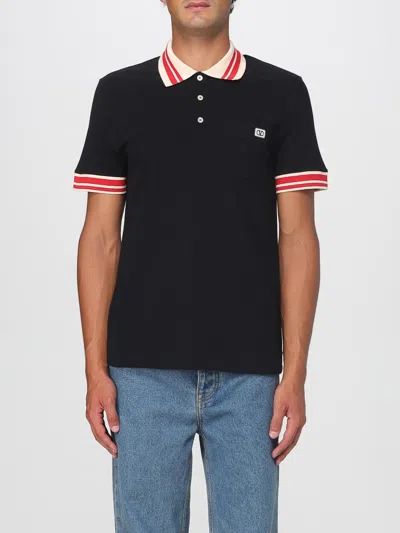 Valentino Cotton Piqué Polo Shirt With Vlogo Patch In Black