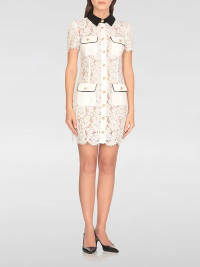 Self-portrait Short Dress With Floral Lace Embroidery Self Portrait In White